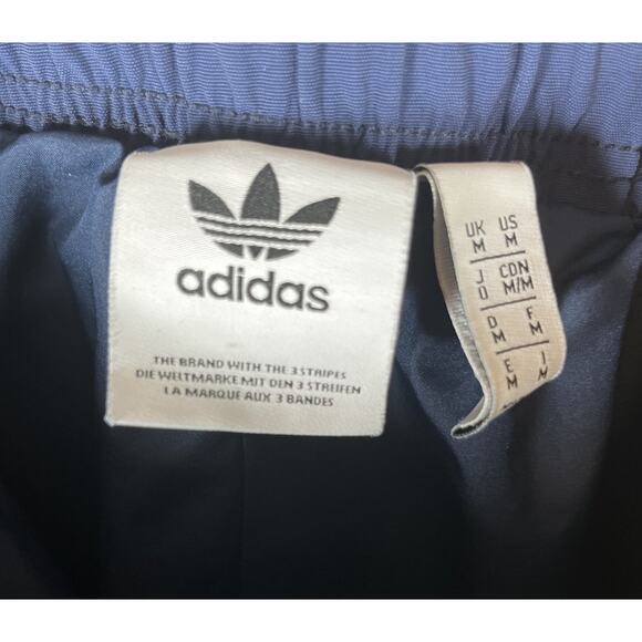 Adidas Track Pants Mens Blue Trefoil Three Stripes Joggers Lined Zip Pockets - Picture 12 of 15
